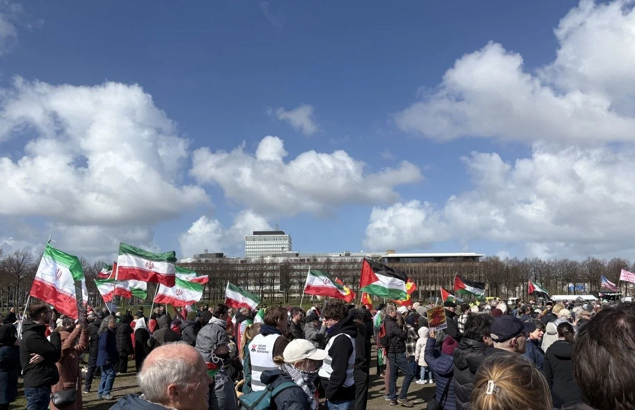 Protesters gather at Malieveld, The Hague, March 28, 2026